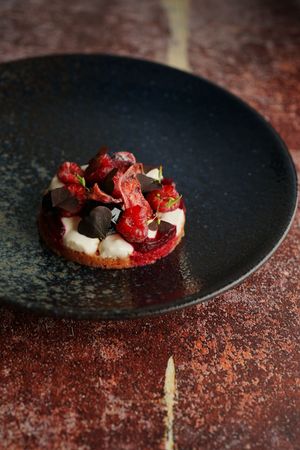 Raspberry / beetroot / birch at Barclay Restaurant in St Petersburg