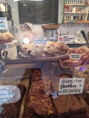 Vegan blueberry and strawberry muffins at Bake Shop in Brooklyn