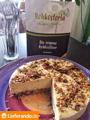 raw vegan coconut fruit cake  at Rohkosteria in Mannheim
