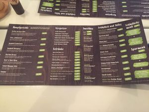 Menu  at Rohkosteria in Mannheim