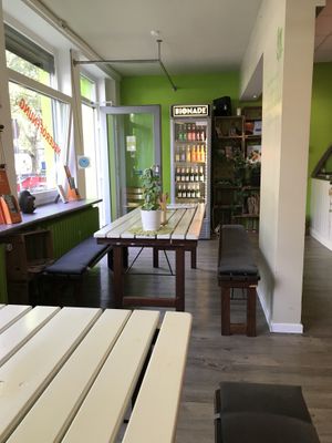 Nice interior and color at Rohkosteria in Mannheim