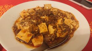 Small portion tofu "Granny Style" (Sichuan cuisine, numbing) 麻婆豆腐 小分 120NTD at FúLì Cāntīng 福利餐廳 in Taipei