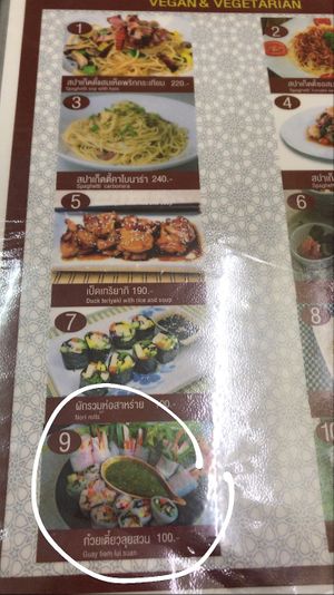 Menu at Rest Inn in Bangkok