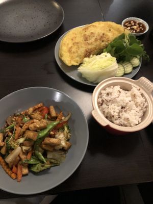 Tofu stir fry. Crepe/pancakes with tofu stuffing  at Khmer Cuisine in Copenhagen