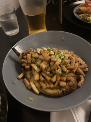 Aubergine with soya beans and tofu starter   at Khmer Cuisine in Copenhagen