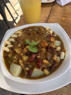 Daily set menu - macaroni kidney bean dish  at La Boca Del Oso in Valparaiso