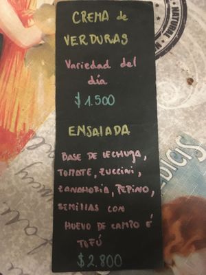 Cream soup and salad at La Boca Del Oso in Valparaiso