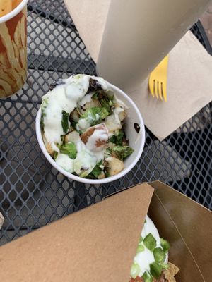 Potato hash with red potatoes, Brussels sprouts and ranch at Unburger Grill in Dearborn