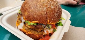 Bruchetta burger at Unburger Grill in Dearborn