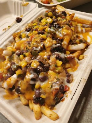 BBQ chick'n fries (old packaging) at Unburger Grill in Dearborn