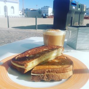 Vegan cheese toast! at Veganices in Tavira