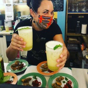 Coconut water witn pineaple at Veganices in Tavira