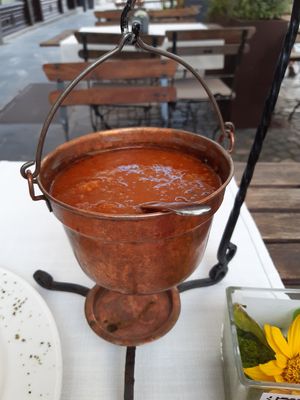 Vegan borgraç (goulash soup) at Güjžina - Green One Bistro in Ljubljana