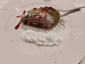 Pumpkin seed cake at Güjžina - Green One Bistro in Ljubljana