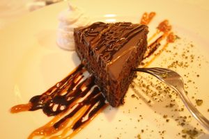 sacher tart at Güjžina - Green One Bistro in Ljubljana