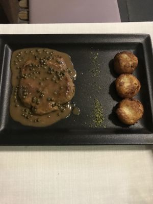 steak with pepper sauce   at Güjžina - Green One Bistro in Ljubljana