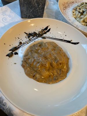 Gnocchi with mushroom sauce at Güjžina - Green One Bistro in Ljubljana