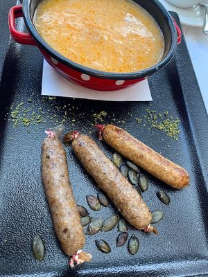 Three kinds of sausages at Güjžina - Green One Bistro in Ljubljana