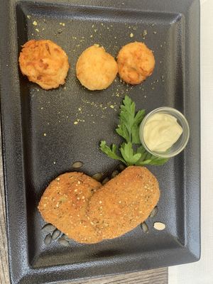 Wheat steak with potatoes and vegan Mayo   at Güjžina - Green One Bistro in Ljubljana