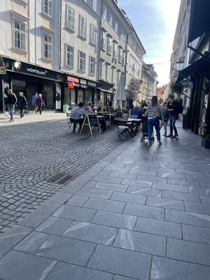 Outdoor seating   at Güjžina - Green One Bistro in Ljubljana