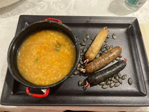 Sausages and soup  at Güjžina - Green One Bistro in Ljubljana