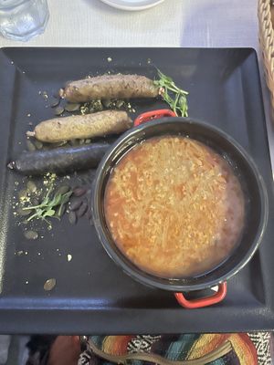 3 types of vegan sausage   at Güjžina - Green One Bistro in Ljubljana