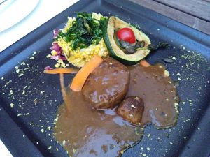 Lion mane mushroom steak mignon at Güjžina - Green One Bistro in Ljubljana