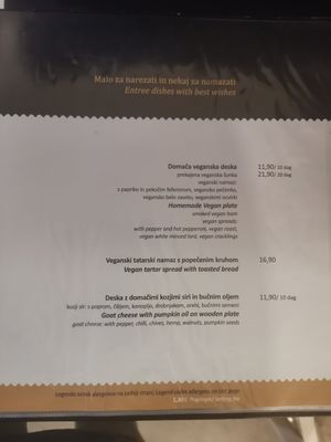 The menu of Gujžina, Slovenian restaurant in Ljubljana at Güjžina - Green One Bistro in Ljubljana