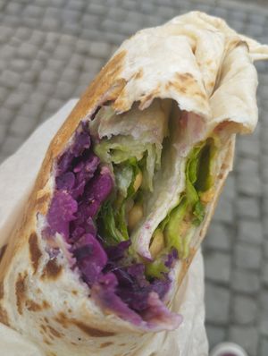 Vegan mega wrap at The Conductor in Prague