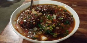 Vegetable coins vegetable dumplings with Manchurian sauce at Inchin's Bamboo Garden in Charlotte