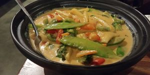 Red vegetable Thai curry at Inchin's Bamboo Garden in Charlotte