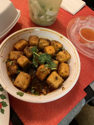 Spicy garlic chili oil tofu  at Yum Yum Dumplings in Centereach