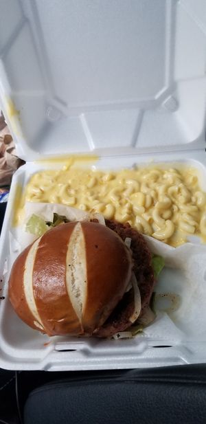 Beyond burger at Senses Vegan Comfort Food in Norfolk