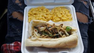 Philly w/ mac at Senses Vegan Comfort Food in Norfolk