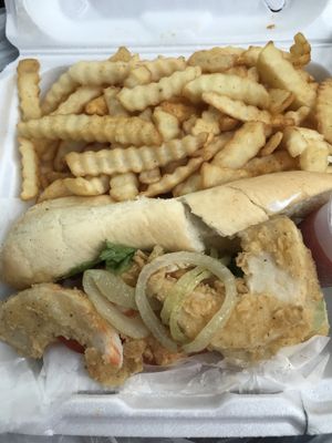 Vegan shrimp po boy combo at Senses Vegan Comfort Food in Norfolk