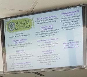 Menu at Senses Vegan Comfort Food in Norfolk