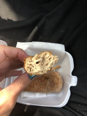 Inside of a drumstick  at Senses Vegan Comfort Food in Norfolk