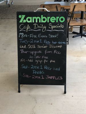 Weekly specials as at nov 2018 at Zambrero - Thuringowa in Kirwan