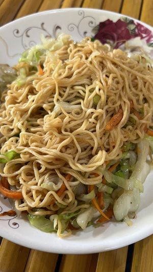 Ordered thick rice noodles but got this - pretty sure it‘s instant noodles. Tasted good, just not what we wanted!  at Quan 3 Chi Em in Mai Chau