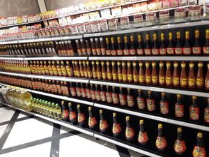 Sauce aisle in grocery at Au Lac Healthy World - Pham Ngu Lao in Ho Chi Minh City