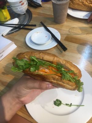 Vegan Chicken Banh mi with pate  at Au Lac Healthy World - Pham Ngu Lao in Ho Chi Minh City