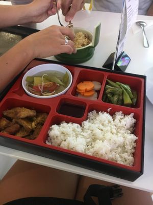 Rice combo - you get 1 mock meat, 1 veg, 1 soup  at Au Lac Healthy World - Pham Ngu Lao in Ho Chi Minh City