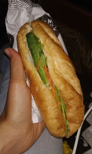 Banh mi with "chicken" at Au Lac Healthy World - Pham Ngu Lao in Ho Chi Minh City