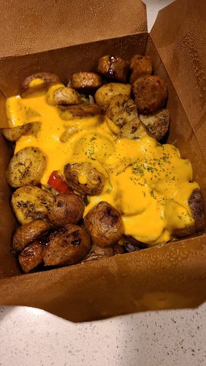 Cheezy Hash with Beyond Sausage at Sweet Pea Cafe & Playhouse in Edmonton