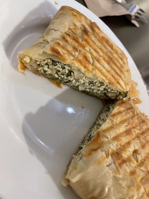 The Spanakopita with tzatziki  at Sweet Pea Cafe & Playhouse in Edmonton