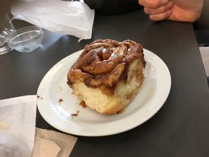 Cinnamon bun at Sweet Pea Cafe & Playhouse in Edmonton