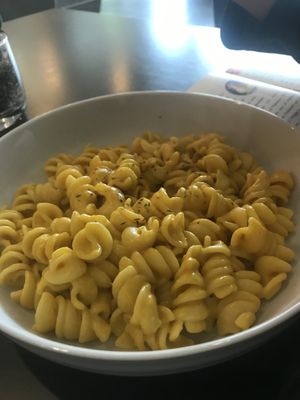 Cheesy pasta (my son loved this!) at Sweet Pea Cafe & Playhouse in Edmonton