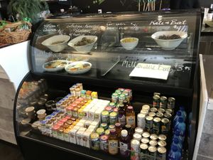 salad/drink display at Sweet Pea Cafe & Playhouse in Edmonton