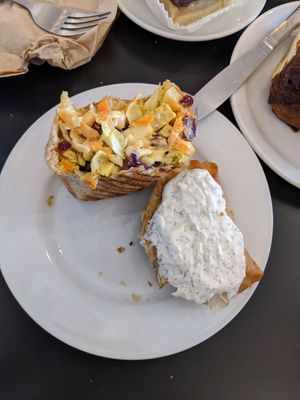 Tofu curry wrap and the spanokapita with tatziki at Sweet Pea Cafe & Playhouse in Edmonton