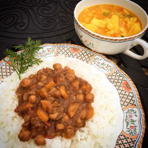 Chana Masala and Potato Cauliflower Soup. at La Grange DesRochers in Paley